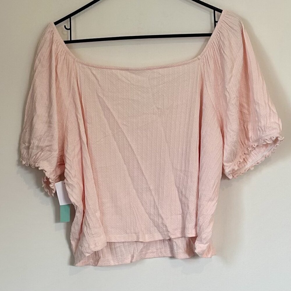 NWT Abound Pink Cropped Puff Sleeve Top - Size: 3X - Picture 7 of 7